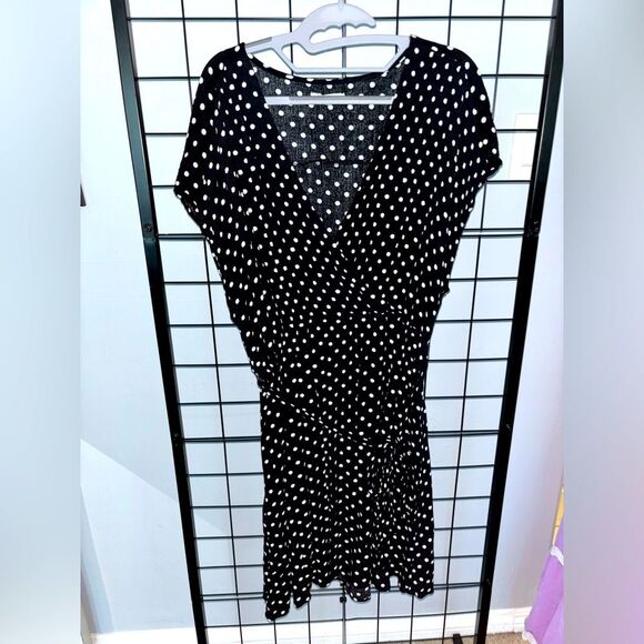 Gray by Grayson Social Plus Size Black and White Polka Dot Dress EUC - Picture 1 of 13